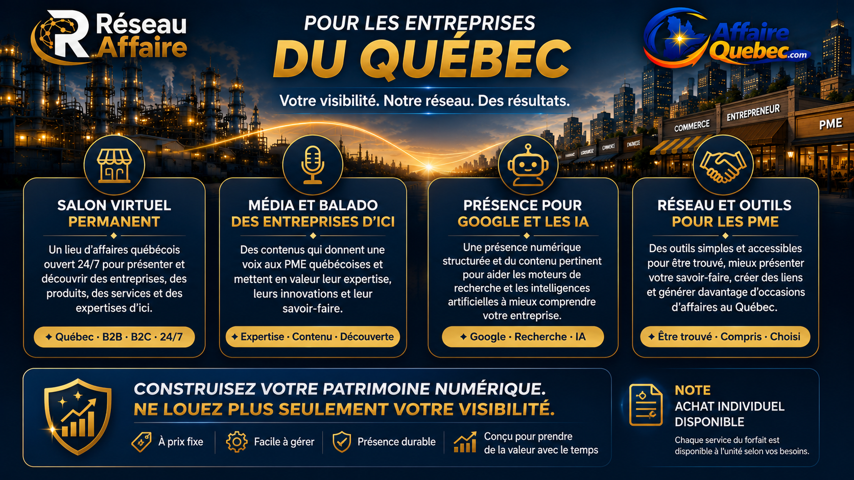 Forfait Réseau Affaire — Page Affaire, Kiosque Virtuel, Salon en ligne, CarteAffaire